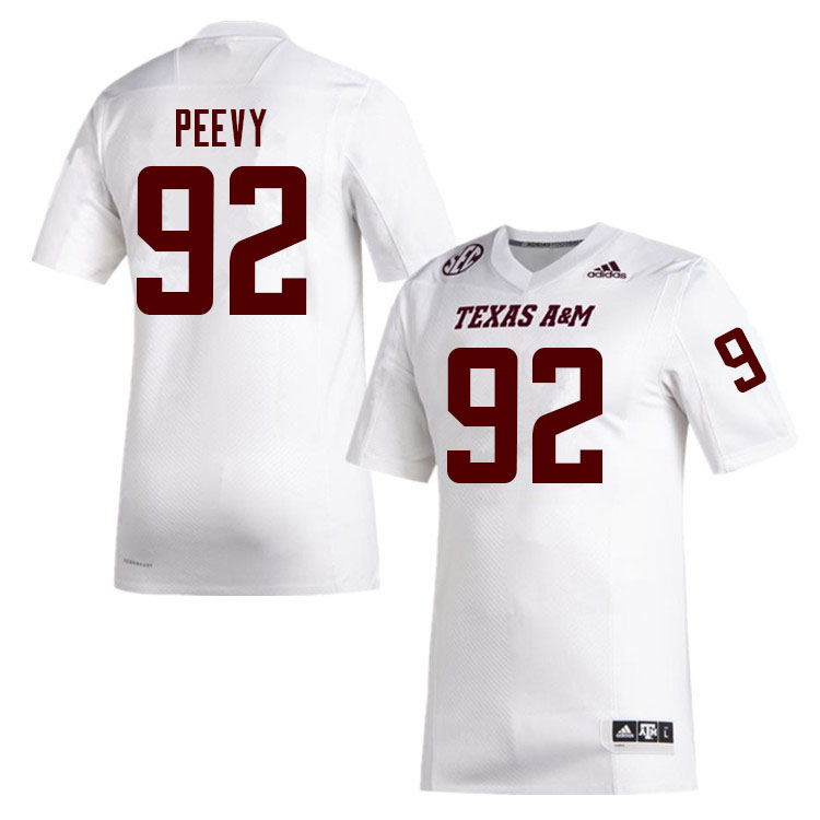 Men #92 Jayden Peevy Texas A&M Aggies College Football Jerseys Sale-White